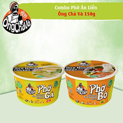 Combo 2 Hộp Phở Ăn Liền Vị Gà Và Bò Ông Chà Và 150g - Phù Hợp Cho Người Ăn Chay