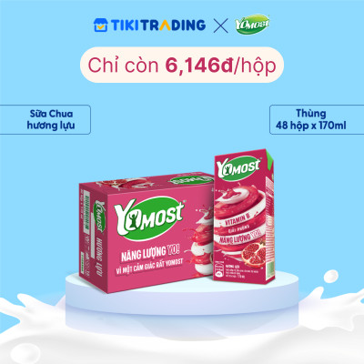 Thùng 48 Hộp Sữa Chua Lên Men Tự Nhiên Yomost Trái Lựu (170ml/Hộp)