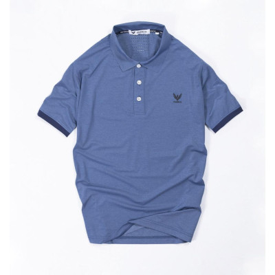 Áo Thun Nam Polo OVERCO Màu Xám Xanh Phối Viền, Chất Vải Poly Mềm Mịn Cao Cấp 