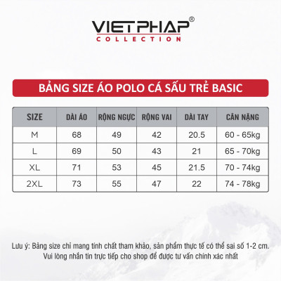 Áo Polo Nam VIỆT PHÁP Form Basic Chất liệu Cotton Pique co giãn thấm hút mồ hồi tốt 2A002