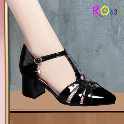 Giày cao gót nữ quai sau ROSATA RO630 - 5p - Đen, Kem - HÀNG VIỆT NAM - BKSTORE