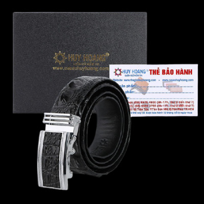 Dây nịt nam da cá sấu Huy Hoàng nguyên con bản lớn màu đen HP4768