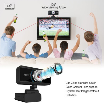 HXSJ S90 HD Webcam with Mic Manual Focus 720P Web Camera Video Call Camera with Privacy Cover for PC Laptop