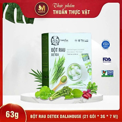 Bột Rau Detox Dalahouse 63g (21 gói 3g, 7 vị) - Loại Bỏ Độc Tố, Phòng Ngừa Táo Bón, Hỗ Trợ Tiêu Hóa Tốt, Tăng Cường Sức Đề Kháng, Tạo Năng Lượng Hoạt Động, Bổ Sung Nhiều Chất Xơ Từ Rau Xanh, Đẹp Da, Giữ Dáng