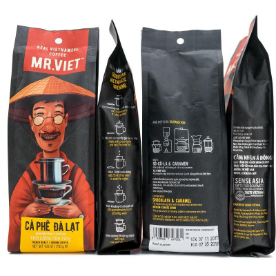 Cà phê Đà Lạt Rang Xay Túi 250g (Cafe Mr Viet Dalat Ground Coffee 250gr Bag)