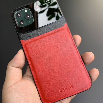 Ốp lưng da kính cao cấp dành cho iPhone 11 Pro - Màu đỏ - Hàng nhập khẩu - DELICATE