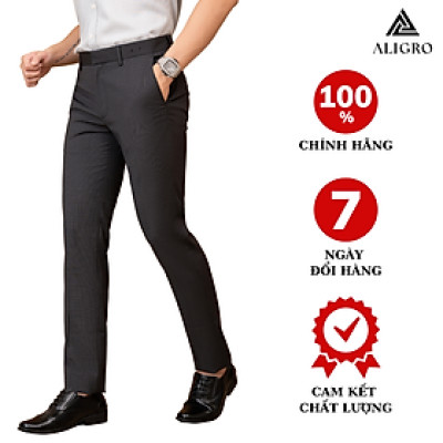 Quần âu nam ALIGRO màu navy chấm trắng form chuẩn slimfit, vải cotton cao cấp cực tôn dáng, lịch sự ALGO1028