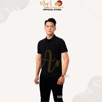 Áo Polo Nam Màu ĐEN Cao Cấp 100% Cotton, Thoáng Mát, Kháng Khuẩn - Gold Rhino