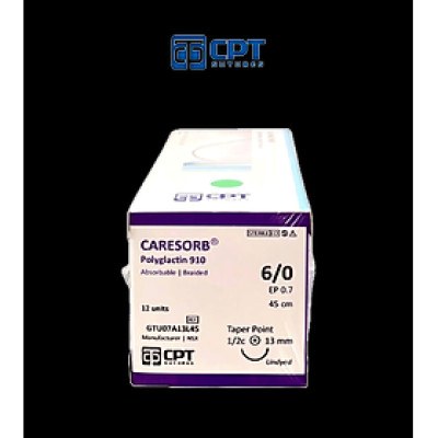 Chỉ phẫu thuật tự tiêu CPT Caresorb Polyglactin 910 số 6/0 (Undyed) - GTU07A13L45
