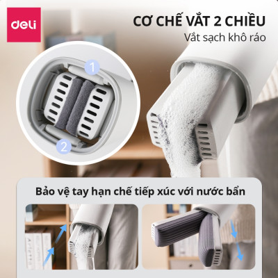 Cây lau nhà mút xốp cao su tự vắt thông minh DelixVusign cao cấp siêu thấm hút tiện lợi dễ dàng vệ sinh mọi ngóc ngách
