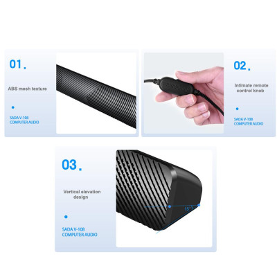 Loa có dây 3.5mm SADA V-108 siêu trầm cho máy tính có hỗ trợ USB