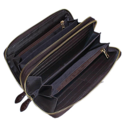 HC3741 - Ví nữ da cá sấu Huy Hoàng nhiều ngăn gai cầm tay màu nâu đất