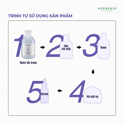 Nước tẩy trang Hoa Đậu Biếc Herbario 300ml thuần chay giúp cấp ẩm, chống lão hóa thuần chay