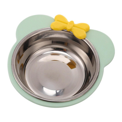 Bát Ăn Đơn Inox Cho Chó Mèo Hình Nơ Siêu Dễ Thương 