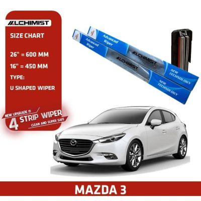 Gạt Mưa Xe Ô tô MAZDA Loại Silicon 4 Lưỡi Cao Cấp, Thiết Kế Thông Minh, Gạt Êm Và Sạch Hơn