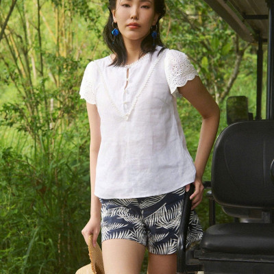 Quần Shorts Linen Lá Cọ PAN064 thời trang thiết kế Hity