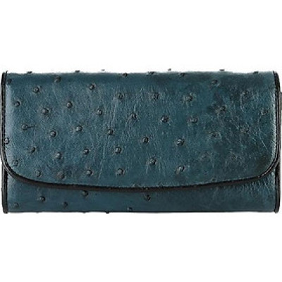 Ví nữ da đà điểu Huy Hoàng 3 gấp màu xanh đậm HT3453