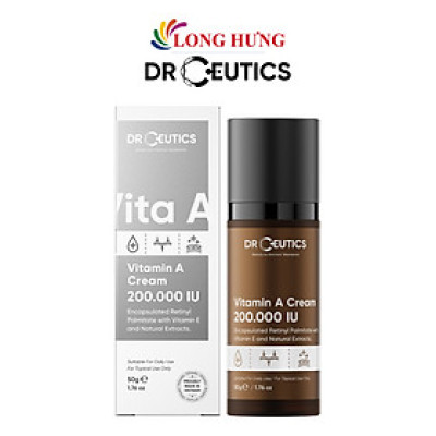 Kem dưỡng DrCeutics Vitamin A Cream 200.000 IU giúp cải thiện nếp nhăn và cho da căng bóng, mịn màng (50g) - Hàng chính hãng