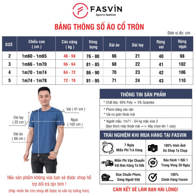 Áo thun thể thao nam Fasvin TS24625.HN chất COOLMAX Mềm Mát co giãn thoải mái