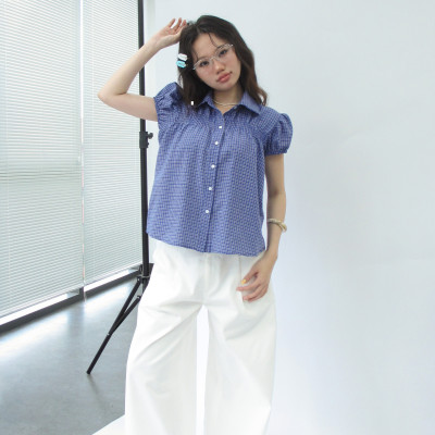 DOTTIE - Quần kaki ống rộng xếp li - Trắng - Q0402