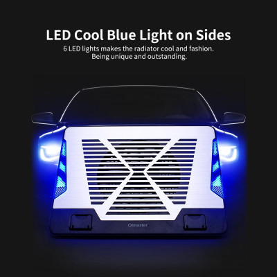 Giá đỡ máy tính xách tay thông gió Bảng tản nhiệt bằng nhôm với ánh sáng xanh lam (Bạc) Oimaster