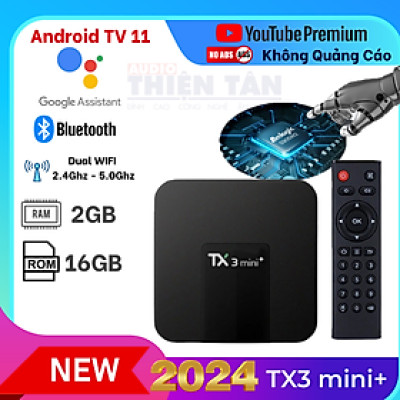 Box TV TX3 mini+ (2024) - Ram 4G/32G  Android TV 11.0 - Chip Amlogic S905W2 - Bluetooth 5.0 - Xem Truyền Hình Đá Banh Miễn Phí - Hàng Nhập Khẩu