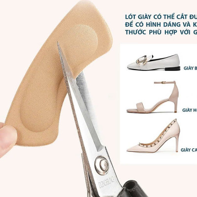 Bộ 2 cặp lót giày 4D bảo vệ gót chân và chống tuột gót giày (loại bầu) 1 CẶP KEM VÀ 1 CẶP ĐEN