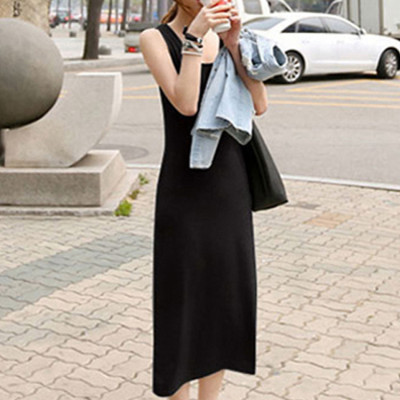 Đâm thun co giãn 4 chiều, đầm suông trơn dáng dài 120cm, phong cách basic nhẹ nhàng HB17