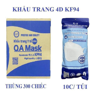 THÙNG 300 CÁI KHẨU TRANG NGƯỜI LỚN KF 94. KHẨU TRANG CÁ 4D KHÁNG KHUẨN ÔM SÁT