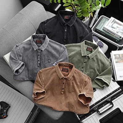 Áo thun polo wash bụi E.V.I.S.U_phượt_dã ngoại