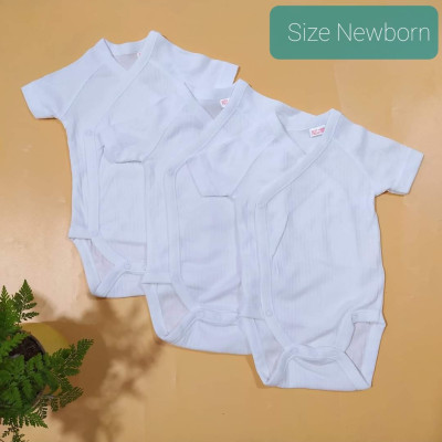 Body sơ sinh cộc tay màu trắng xuất dư mềm mát cho bé