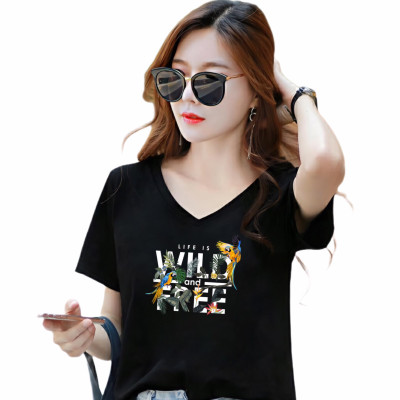 Áo thun nữ form rộng cổ tim MXM in chữ Wild Free thun cotton 4 chiều từ 45-60kg ( ANU094 )