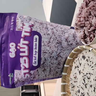 Gạo ST25 Lứt Tím túi 2kg - Dẻo mềm, thơm đặc trưng, giàu dinh dưỡng
