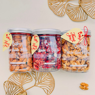 Quà Tặng Oaky - Combo Hạt Dinh Dưỡng Cao Cấp Hạnh Nhân, Nhân Óc Chó Vàng, Nhân Óc Đỏ - Tặng Túi Giấy Sang Trọng