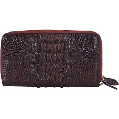 Ví Nữ Da Cá Sấu Nhiều Ngăn Gai Huy Hoàng HT3284 (11 x 22 cm) - Nâu Đất