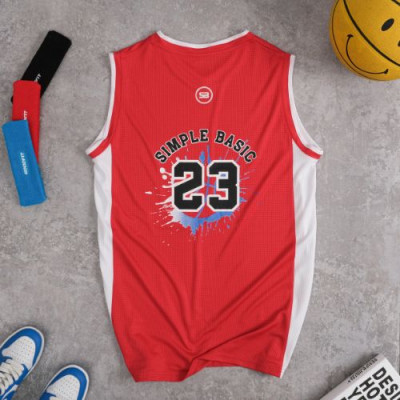 Áo ba lỗ tanktop thể thao bóng rổ 23 premium, vải siêu nhẹ, thoáng mát, thấm hút mồ hôi tốt, màu đỏ