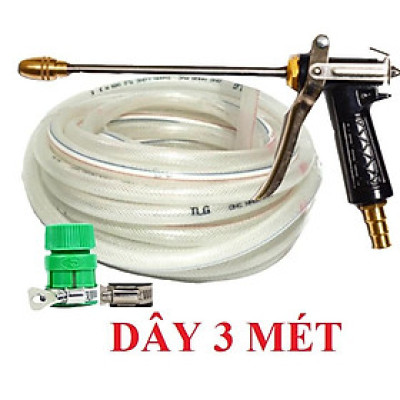 ️Evoucher Bộ dây vòi xịt nước rửa xe, tưới cây , tăng áp 3 lần, loại 3m, 5m 206318Kđầu đồng, đai,nối nhựa+  đai