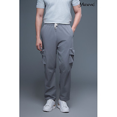 Quần nam kaki xám nhạt túi hộp ống đứng