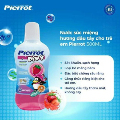 [ MUA 3 TẶNG 1 ] Nước súc miệng hương dâu tây Pierrot dánh cho trẻ em 500ml