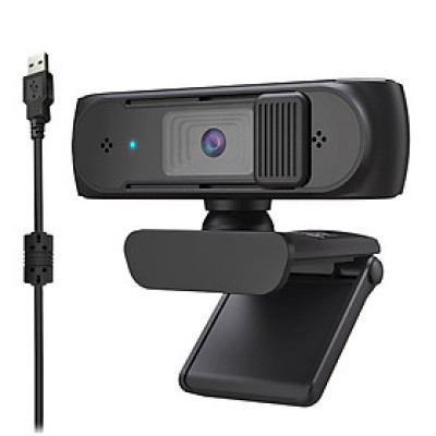 HXSJ S2 USB Webcam 2.5K FHD PC 5MP Webcam with AF Light Correction and Dual Mics for Video, Teaching with Privacy Cover