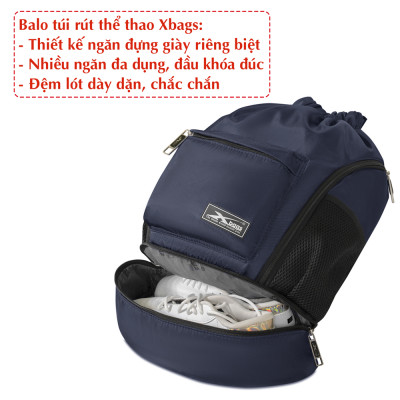 Balo dây rút thể thao xanh đen Xbags Wisdom Xb 6005,Chất liệu chống thấm nước hiệu quả, Chống tia UV