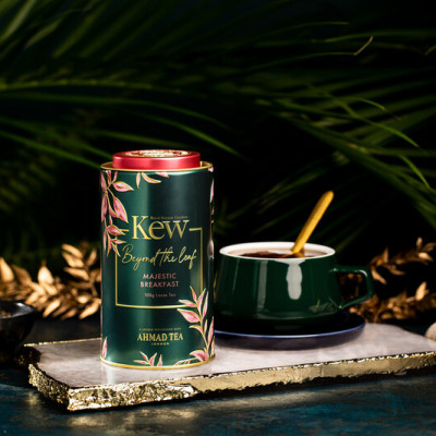 [LIMITED EDITION] TRÀ AHMAD ANH QUỐC - KEW _ Hộp thiếc HÌNH TRỤ BUỔI SÁNG (100g) pha ấm - Majestic Breakfast