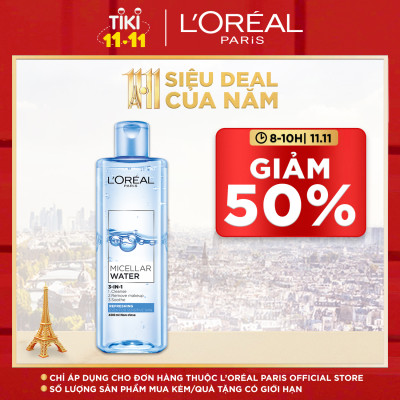 Nước tẩy trang Loreal Micellar Water 3-in-1 Refreshing Even For Sensitive Skin