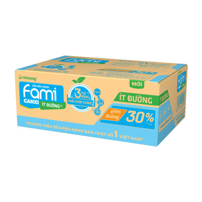 Thùng Sữa đậu nành Vinasoy Fami Canxi ít đường (200ml x 40 bịch)