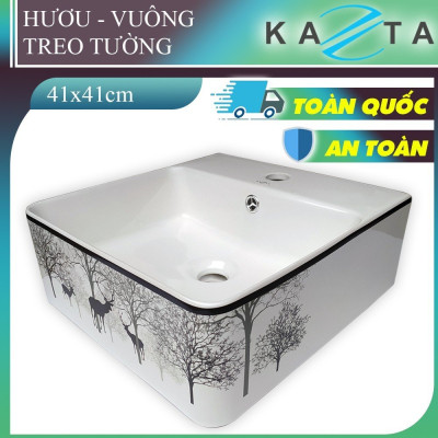 Lavabo Vừa Treo Tường Vừa Đặt Bàn Vuông Hươu Đen KAZTA KZ-CL2662