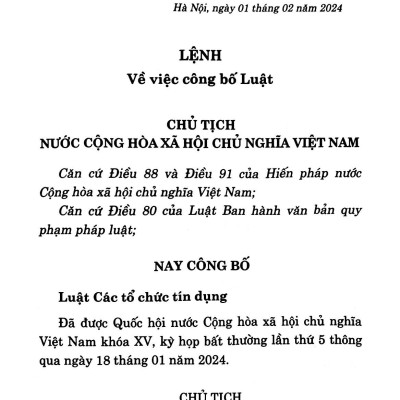 Luật Các Tổ Chức Tín Dụng