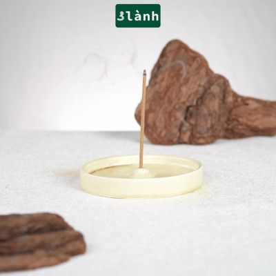 Đĩa Hứng Nhang Thủ Công 3 Lành Bằng Gốm Tối Giản Màu Đối Xứng Phong Cách Thiền Nhật Đựng Tàn Nhang Giữ Sạch Bàn