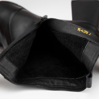 Boot nữ PABNO PN652, Giày Bốt nữ da mịn cổ cao gót vuông 8cm, Giày boot nữ chính hãng khóa bên mũi nhọn cao cấp