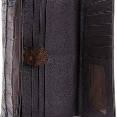 Ví Da Cá Sấu 3 Gấp Vip Huy Hoàng HT3704 (10,5 x 19 cm) - Nâu Đất