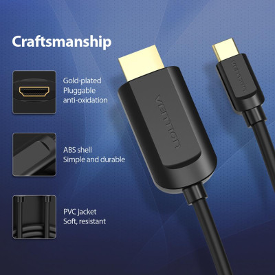 Cáp chuyển đổi Type-C sang HDMI Video 4K UHD cho Macbook TV Máy chiếu VENTION